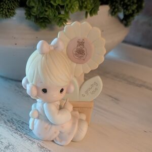 Precious Moments Cream and Pink 'Growing Love' Flower Girl Figurine